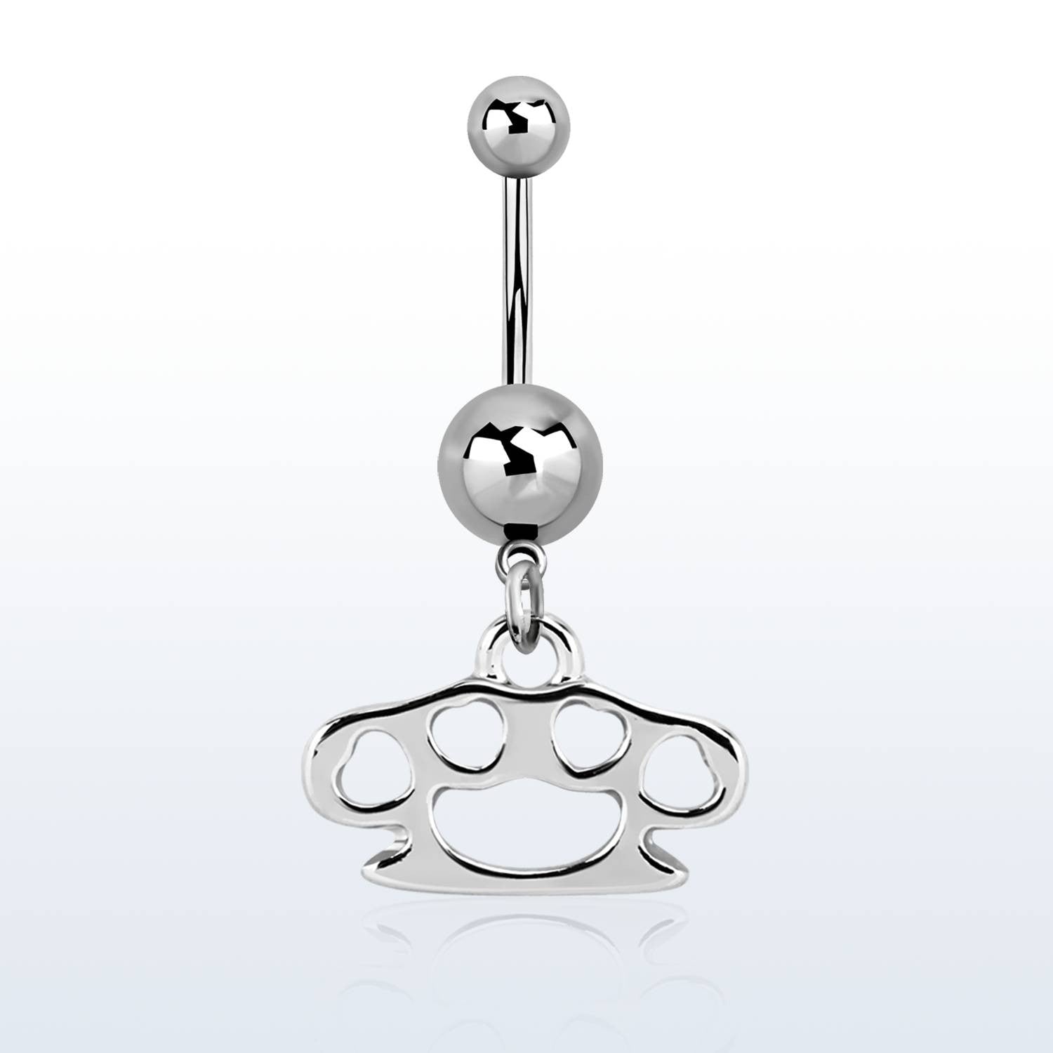 316L Surgical Steel Brass Knuckles Dangle Belly Button Ring - Pierced Universe