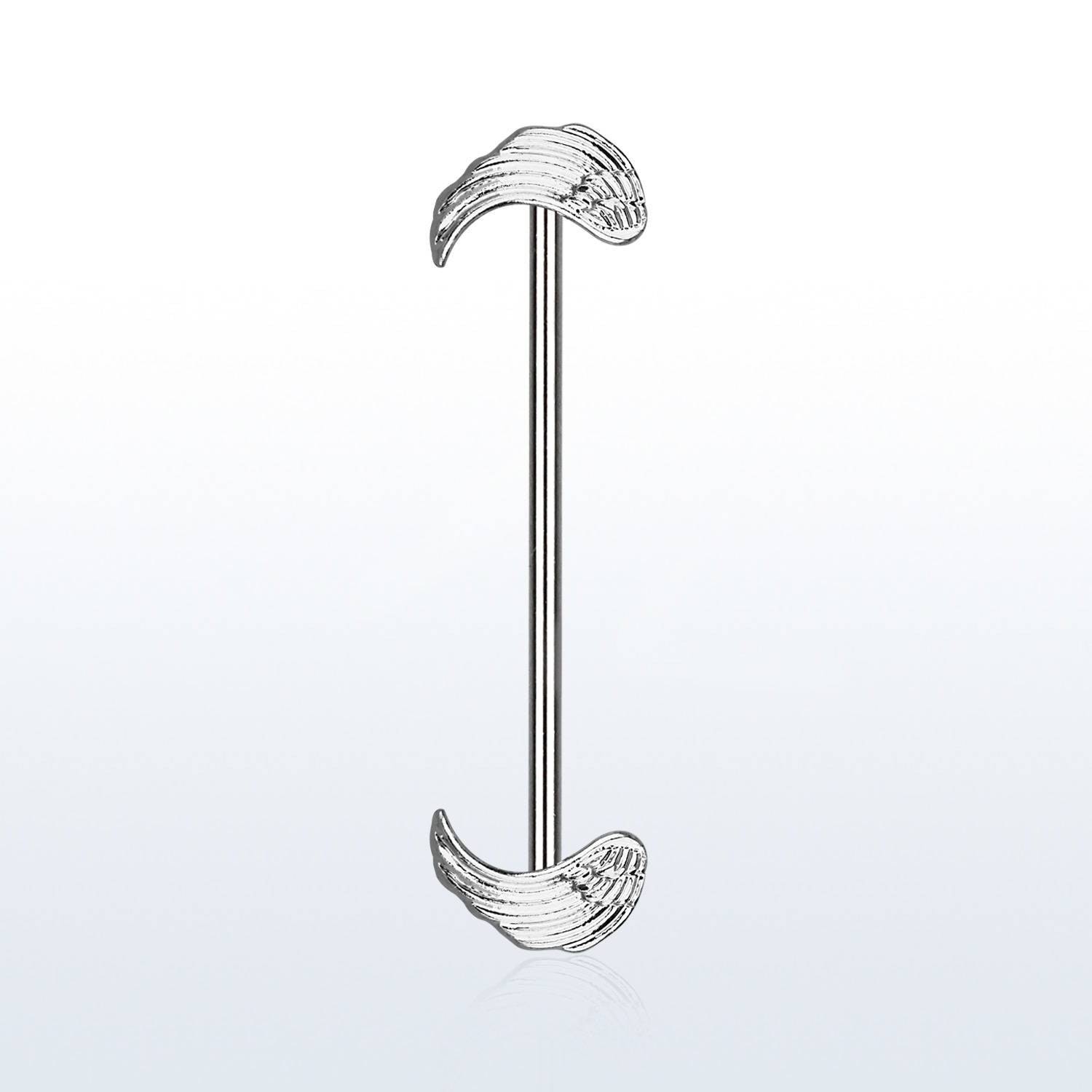 316L Surgical Steel Double Angel Wing Industrial Straight Barbell - Pierced Universe