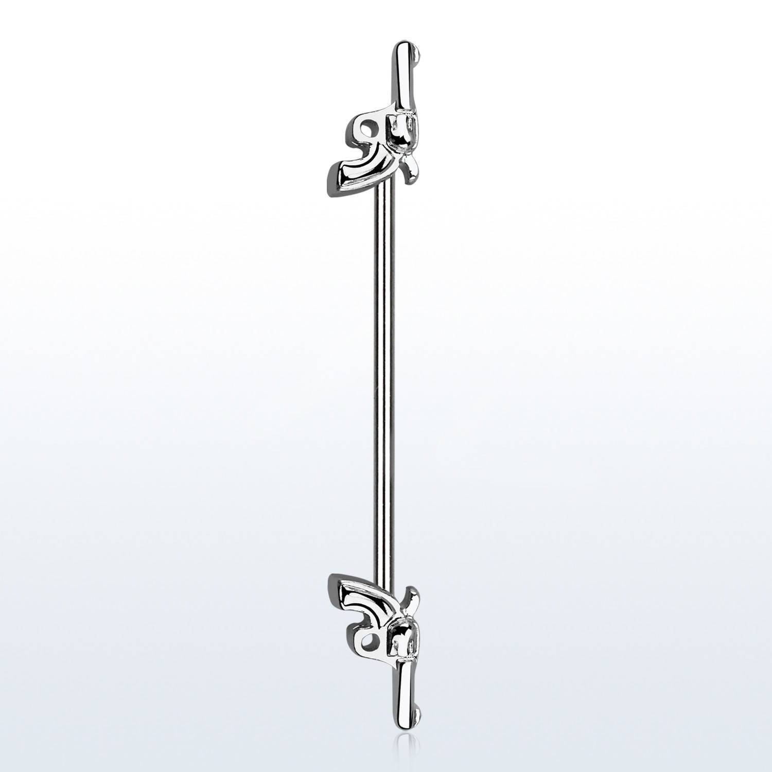316L Surgical Steel Double Gun Revolver Industrial Straight Barbell - Pierced Universe