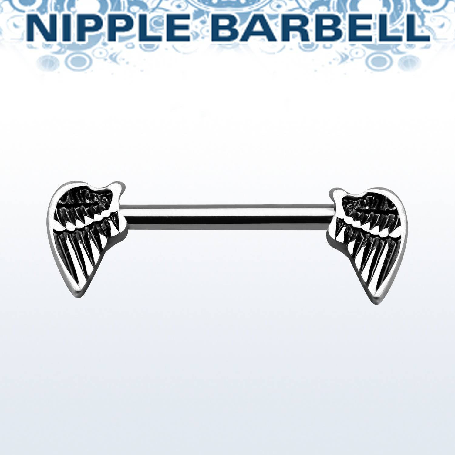 316L Surgical Steel Gothic Angel Wings Nipple Ring Straight Barbell - Pierced Universe