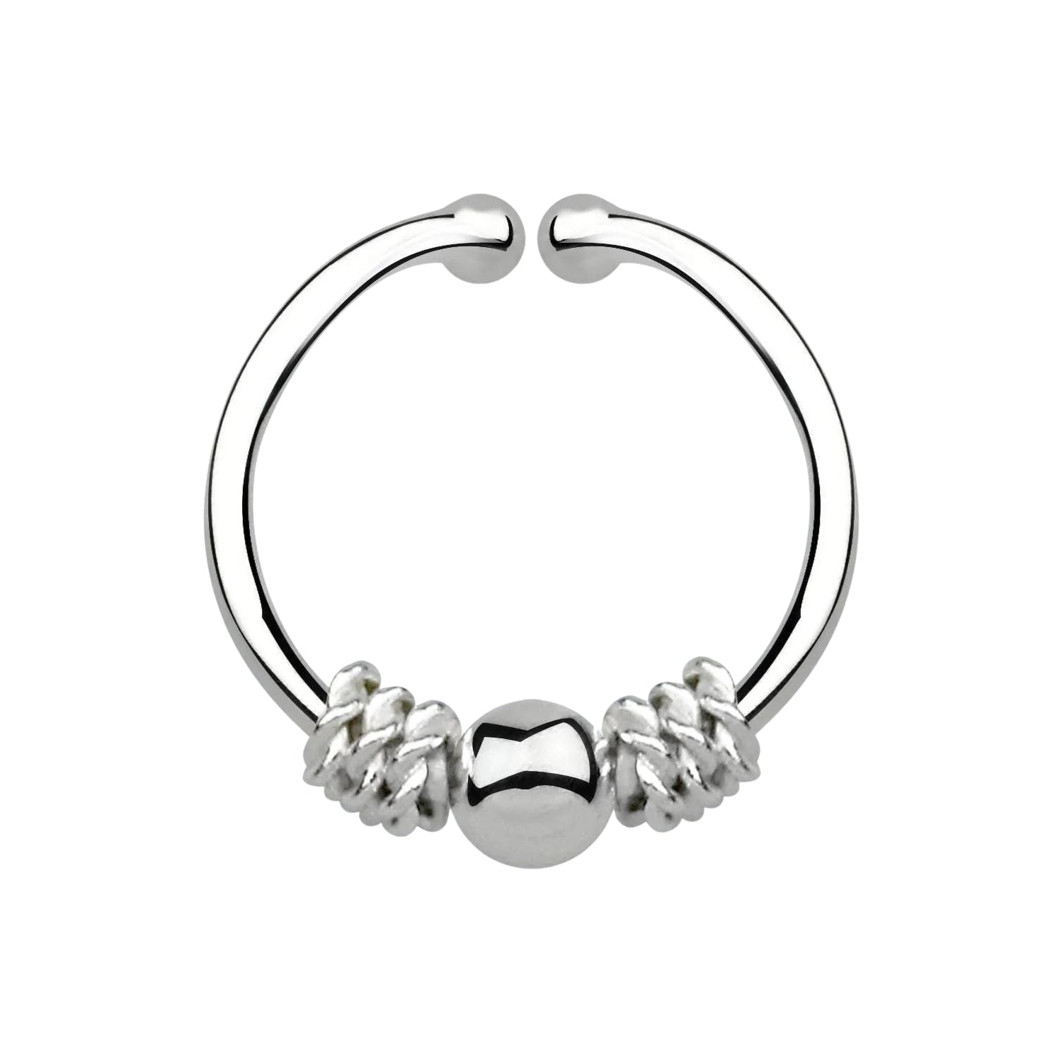 Fake Faux Clip On Tribal 925 Sterling Silver Nose Hoop Ring - Pierced Universe