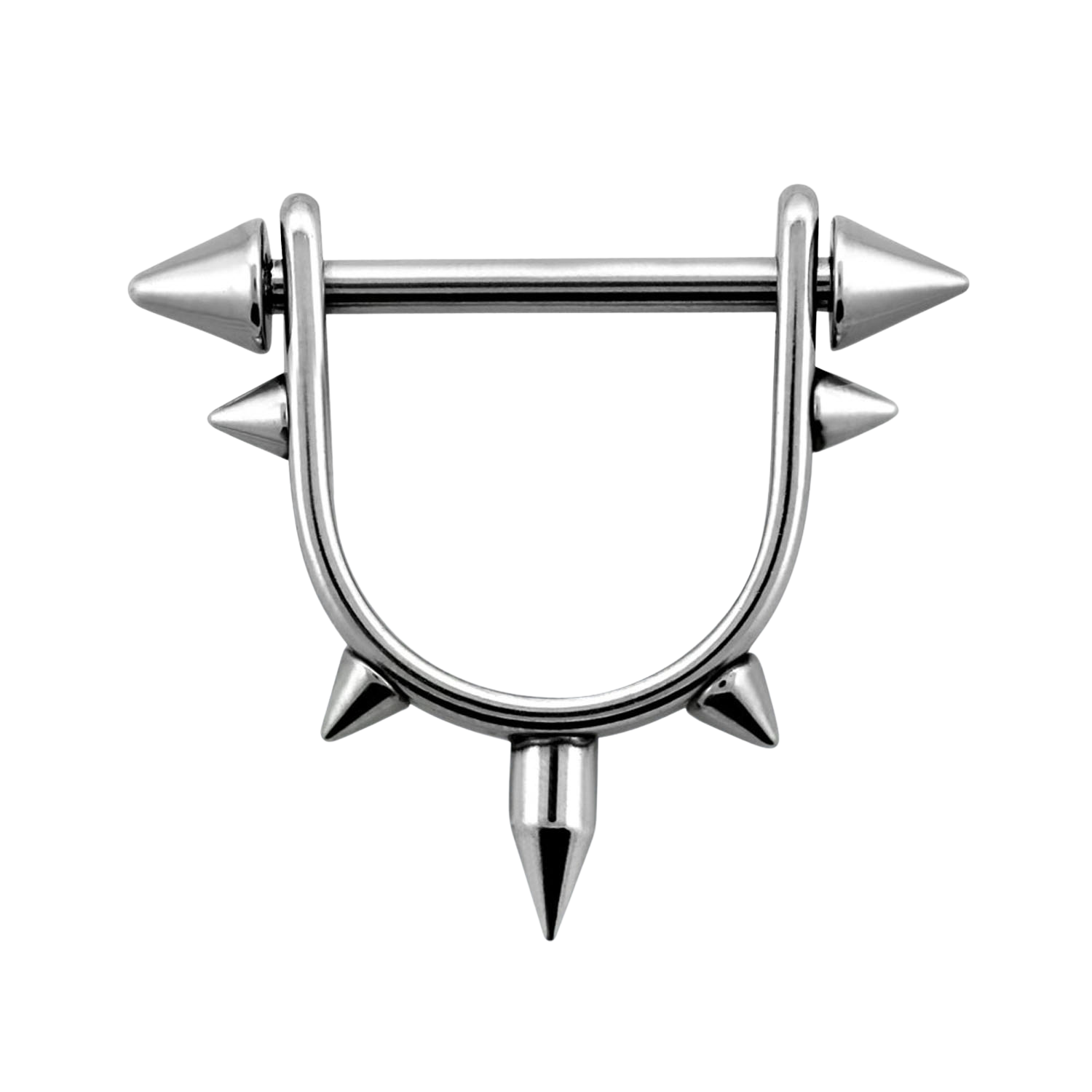 316L Surgical Steel Spike Shield Straight Barbell Nipple Ring