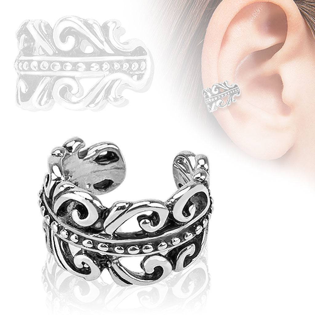 Brass Carved Non Piercing Ear Cuff Hoop - Pierced Universe