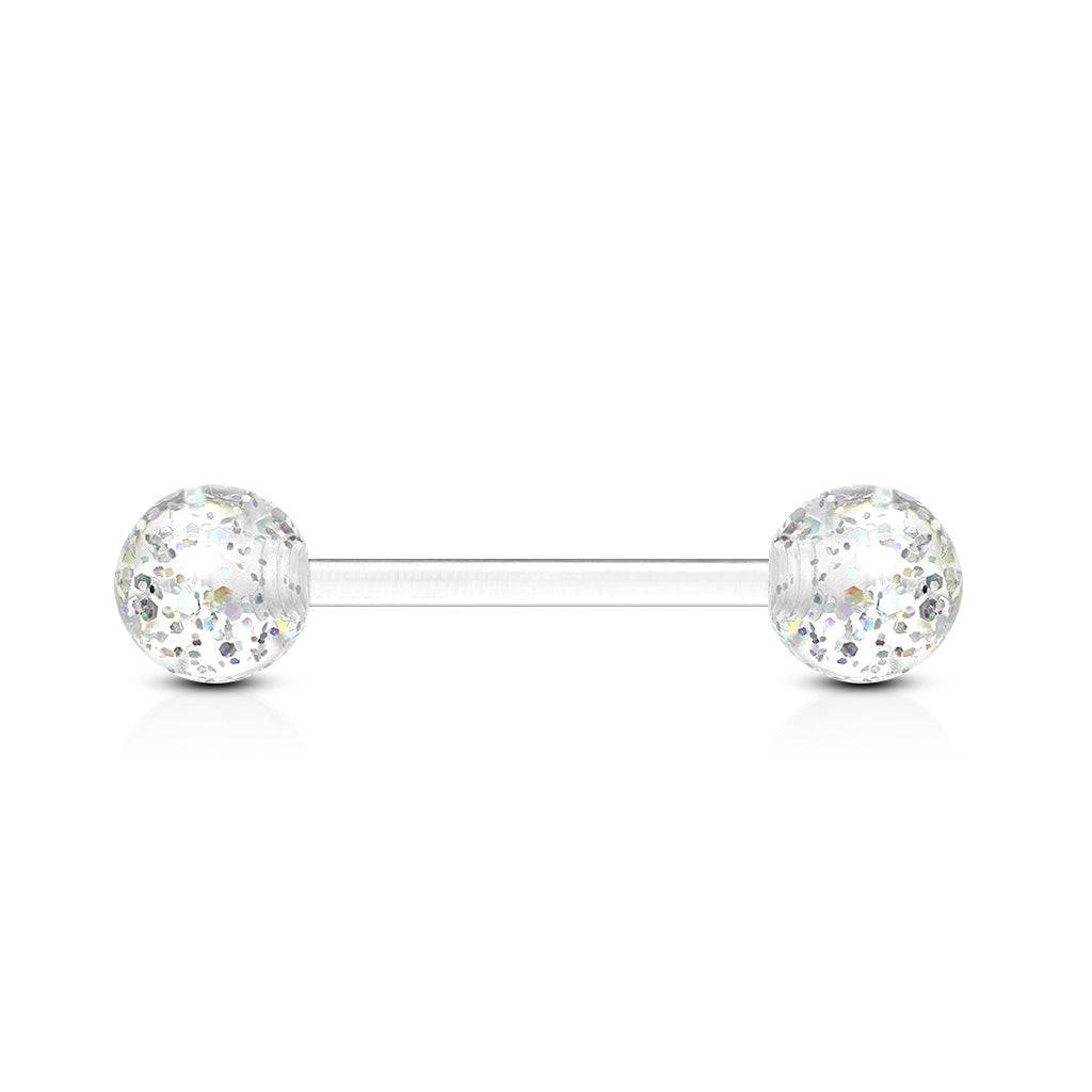 Clear Glitter Acrylic Straight Barbell - Pierced Universe