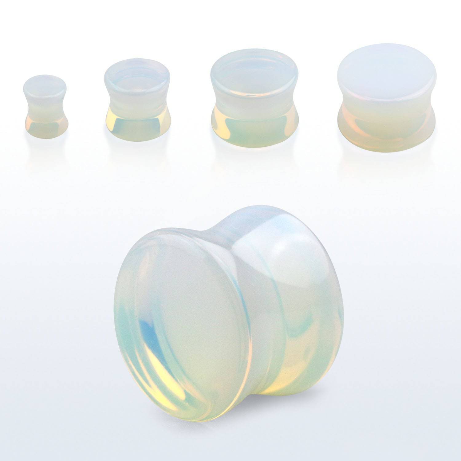 Double Flared White Opal Stone Plugs - Pierced Universe