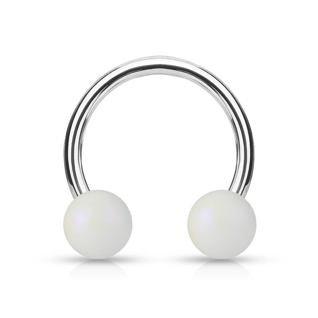 Matte White Acrylic Balls Surgical Steel Horseshoe - Pierced Universe