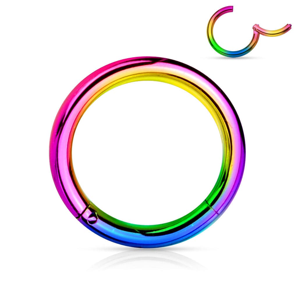 Multi Color Surgical Steel Hinged Clicker CBR Helix Tragus Cartilage Septum Hoop Ring - Pierced Universe