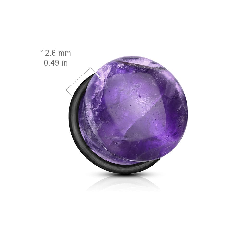 Single Flared Amethyst Semi Precious Dome Organic Stone Ear Spacers Gauges Plugs - Pierced Universe