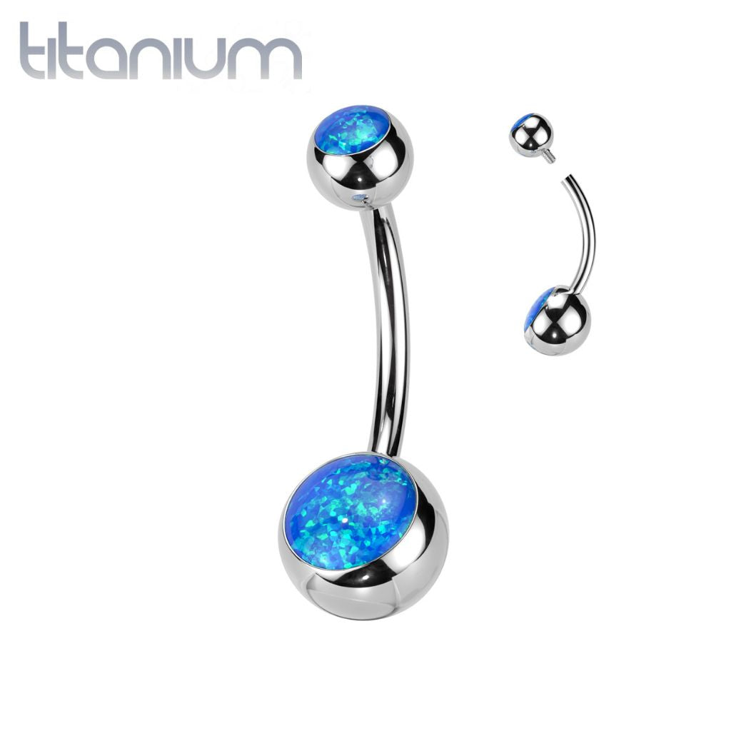 Implant Grade Titanium Opal Internally Threaded Belly Ring