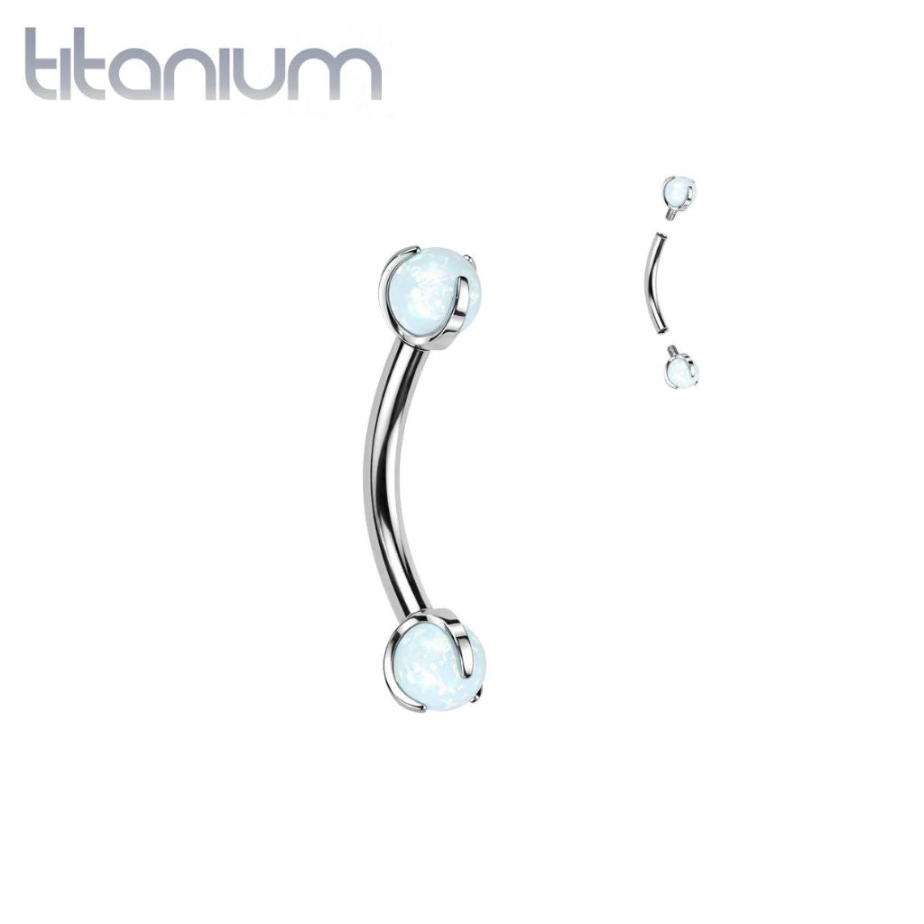 Implant Grade Titanium Opal Internally Threaded Curved Barbell