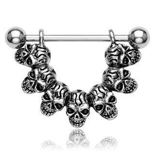 14ga Surgical Steel Semi Round Skull Nipple Ring Shield Barbell