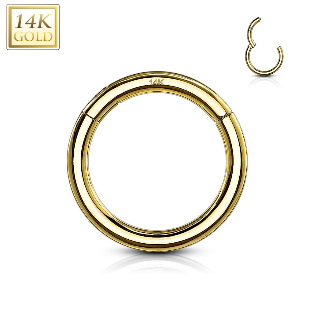 14KT Solid Yellow Gold Hinged Segment Clicker Multi Use Hoop