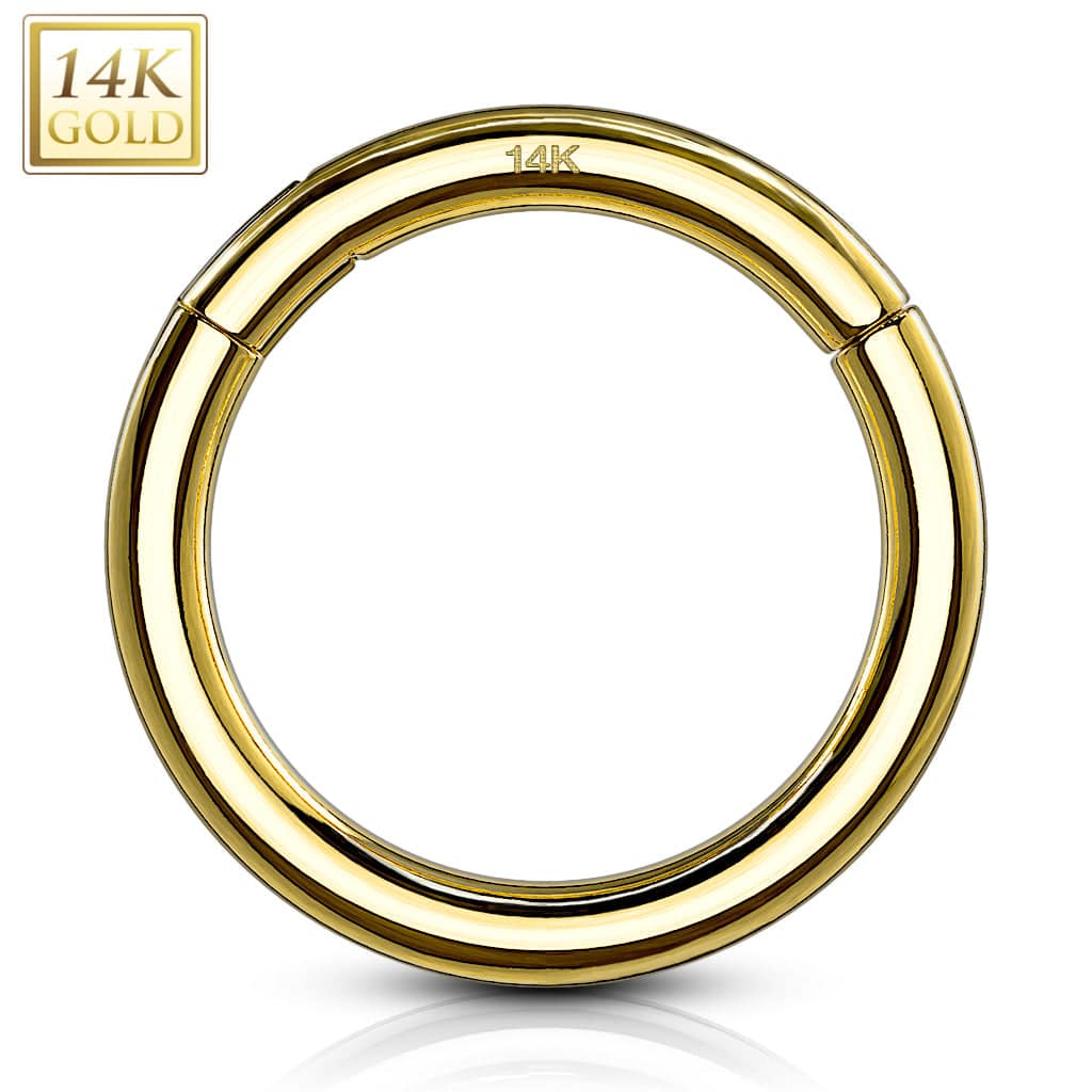 14KT Solid Yellow Gold Hinged Segment Clicker Multi Use Hoop