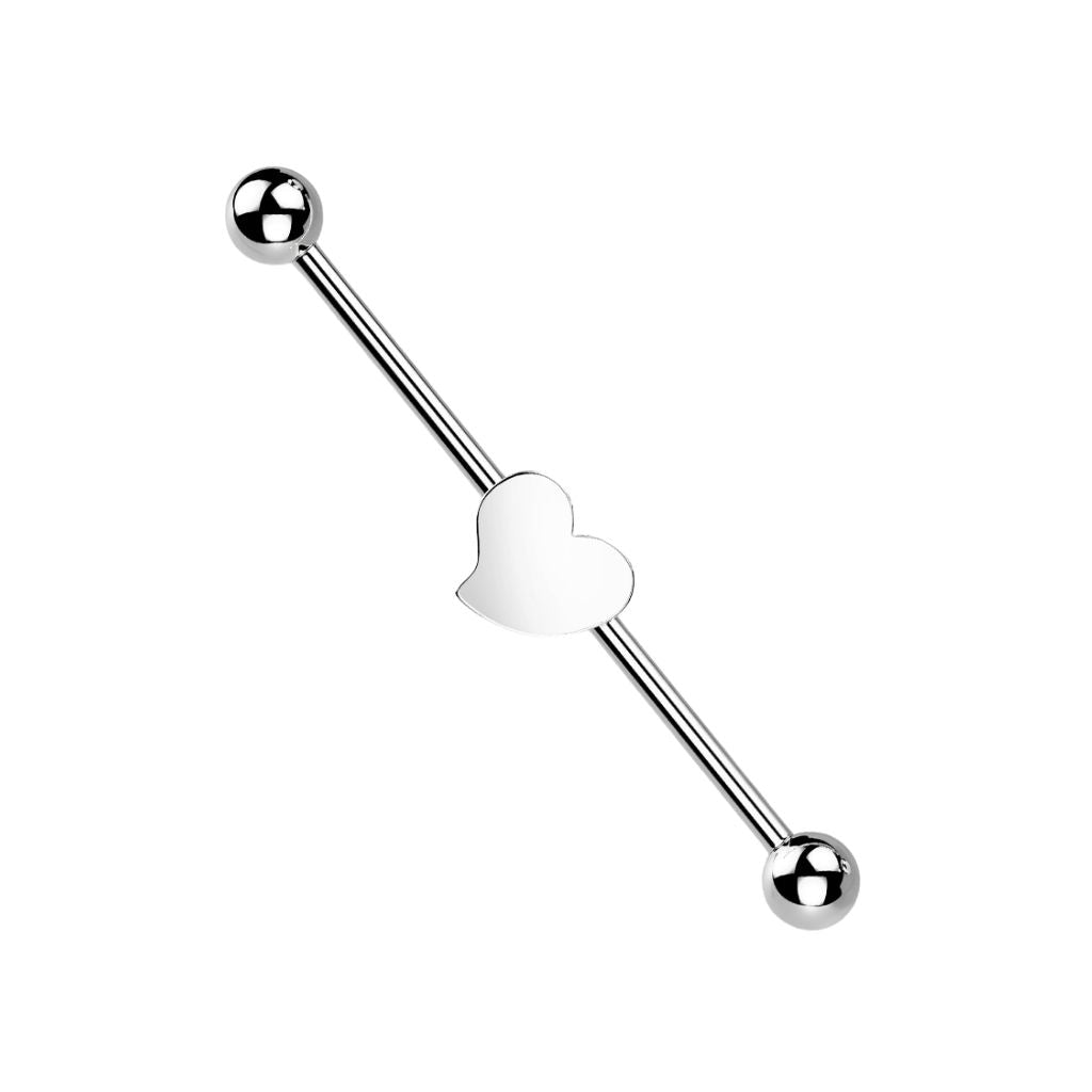 316L Surgical Steel Flat Fixed Heart Shape Industrial Barbell