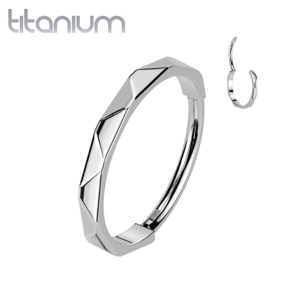 Implant Grade Titanium Ridged Design Nose Hoop Hinged Clicker Ring