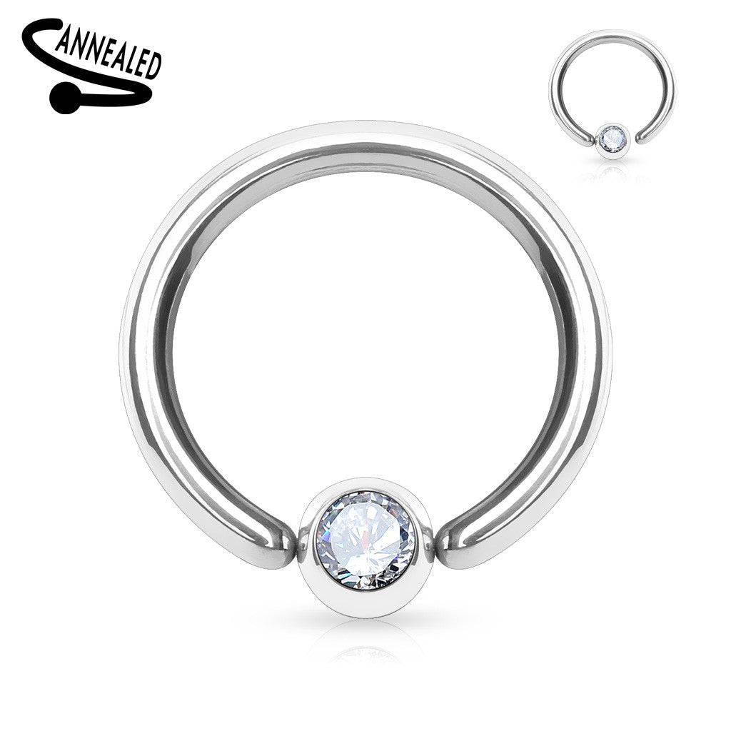 316L Surgical Steel Annealed Easy Bend CBR Multi Use CZ Ring