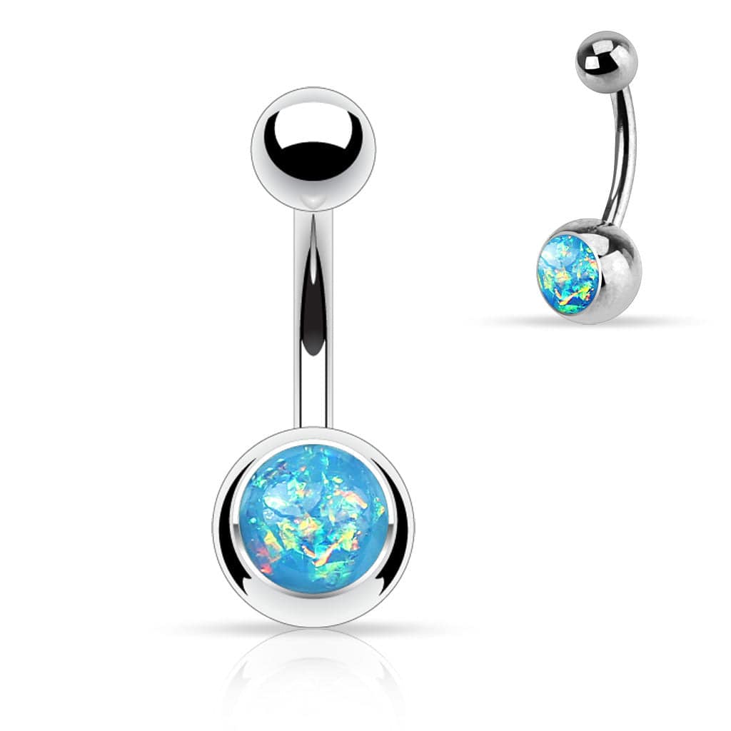 316L Surgical Steel Basic Opal Glitter Belly Button Ring