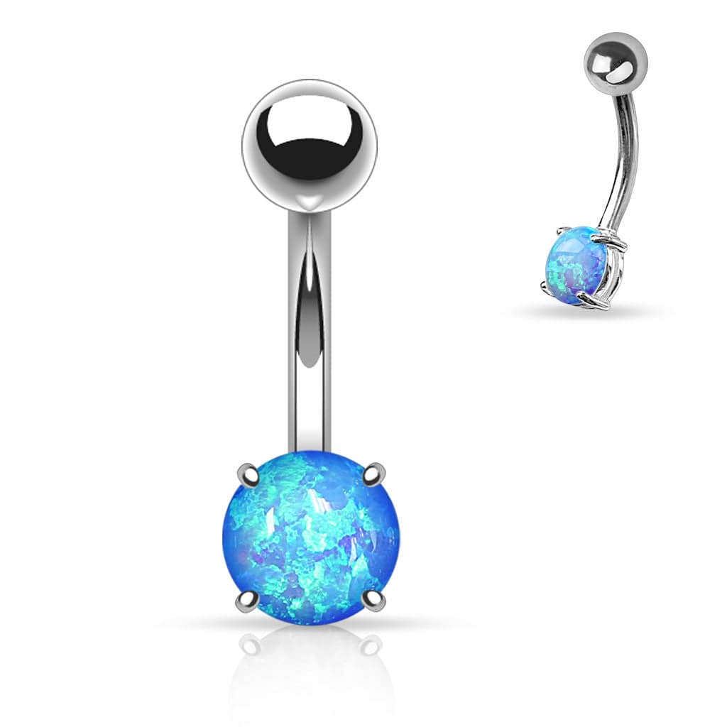 316L Surgical Steel Basic Prong Set 6mm Opal Belly Ring