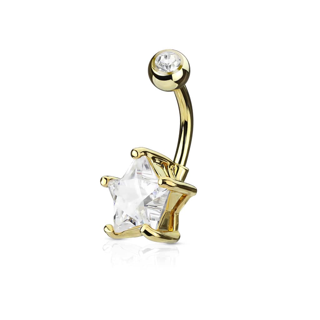 316L Surgical Steel Double Gem Star Belly Ring