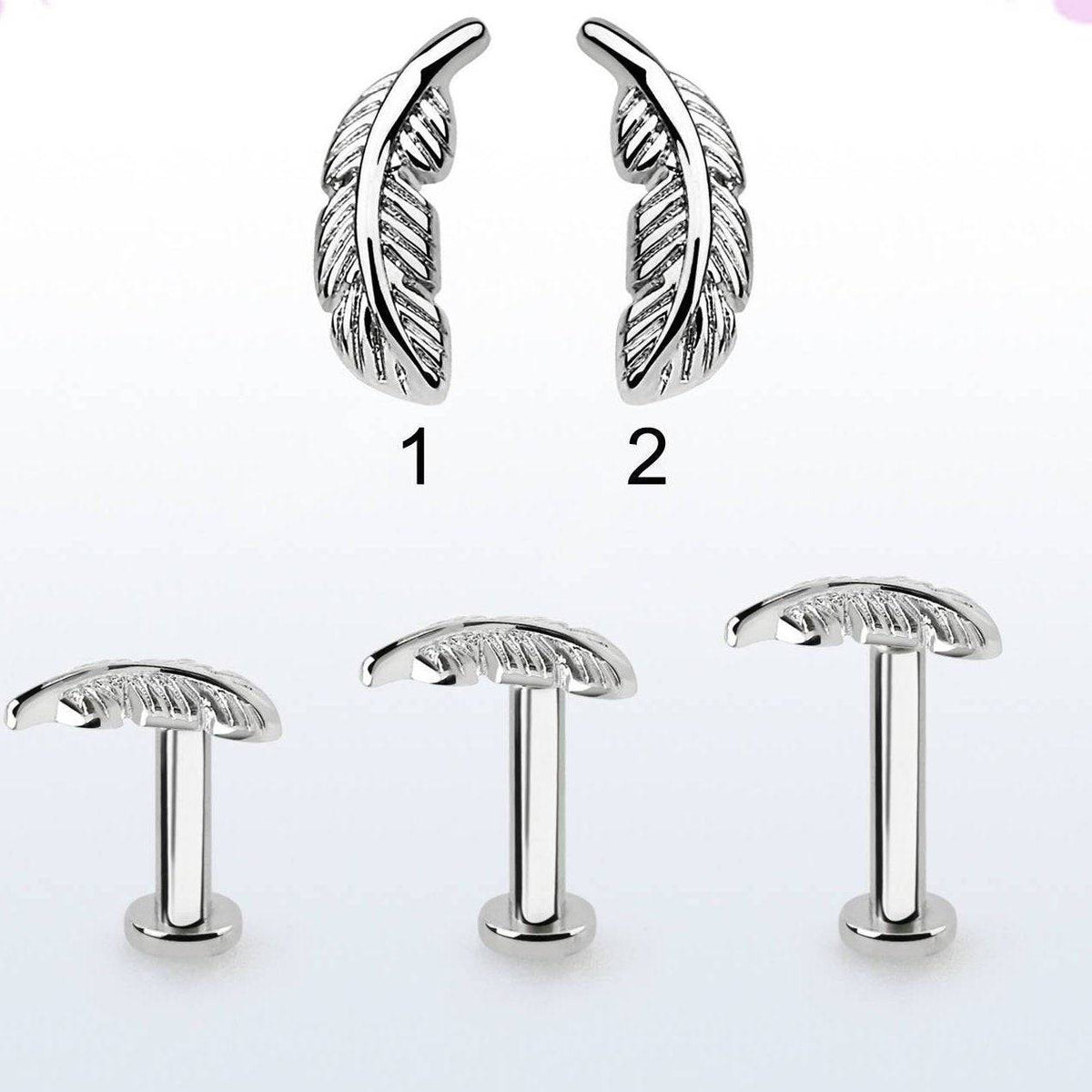 316L Surgical Steel Flat Back Leaf Labret