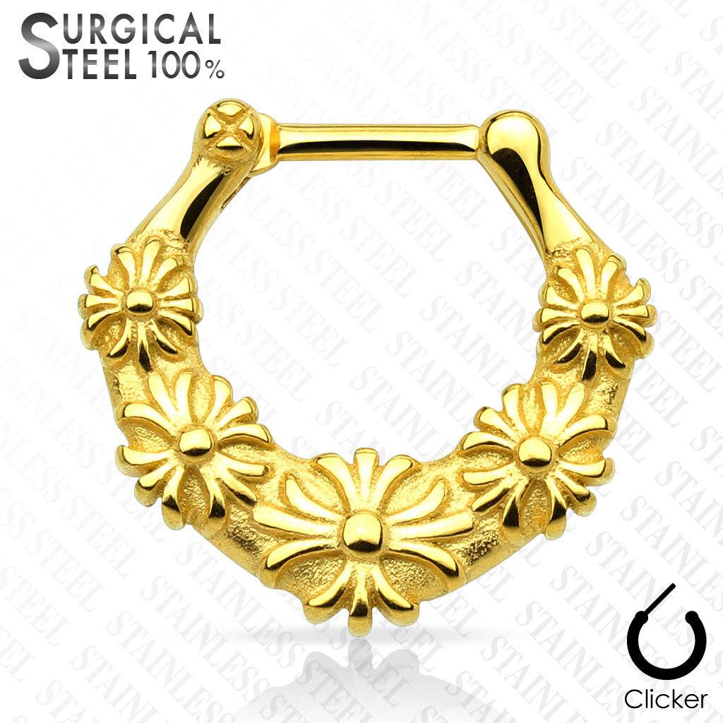 316L Surgical Steel Floral Septum Ring Clicker