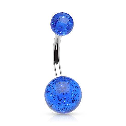 316L Surgical Steel Glitter Acrylic Balls Belly Button Ring