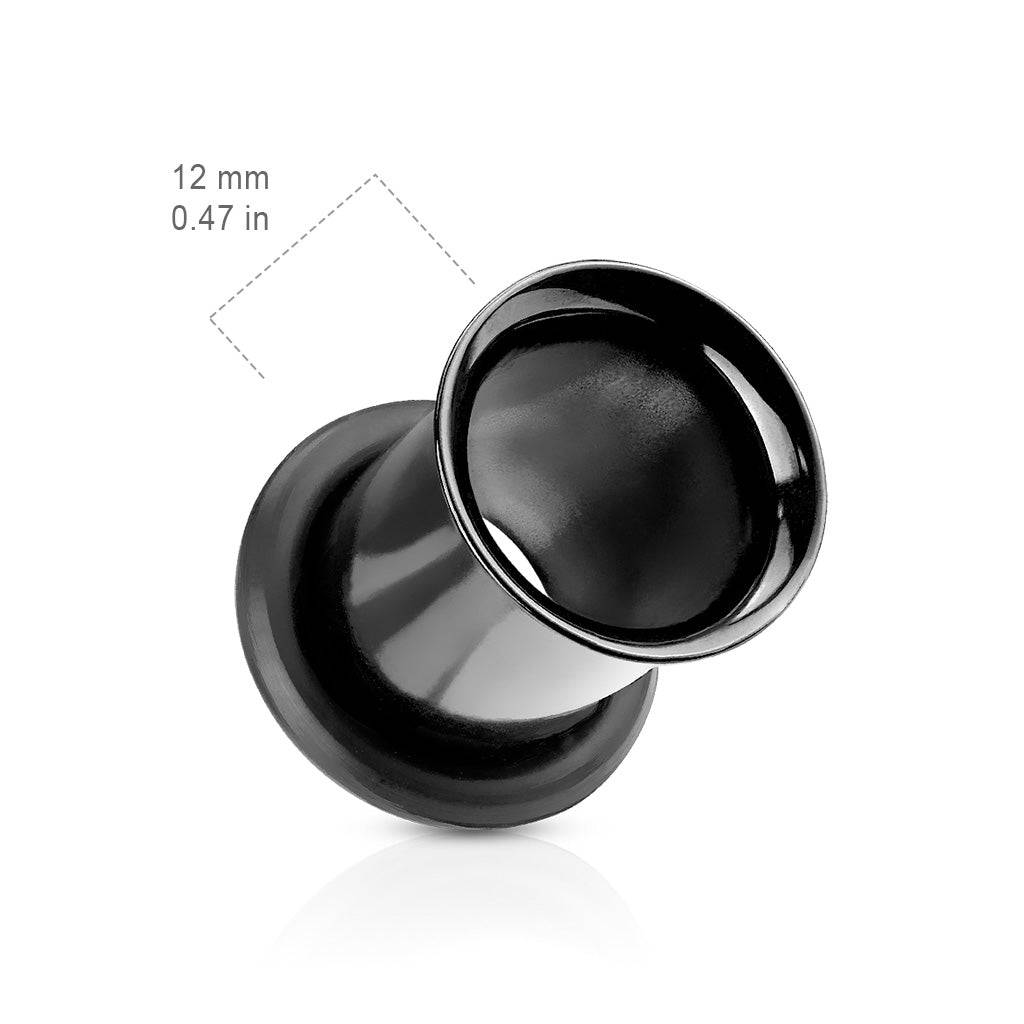 316L Surgical Steel High Polished Black PVD Single Flared Ear Gauges Tunnels
