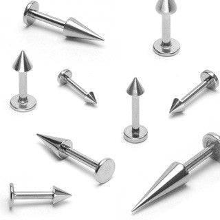 316L Surgical Steel High Polished Spike End Flat Back Labret Monroe Stud