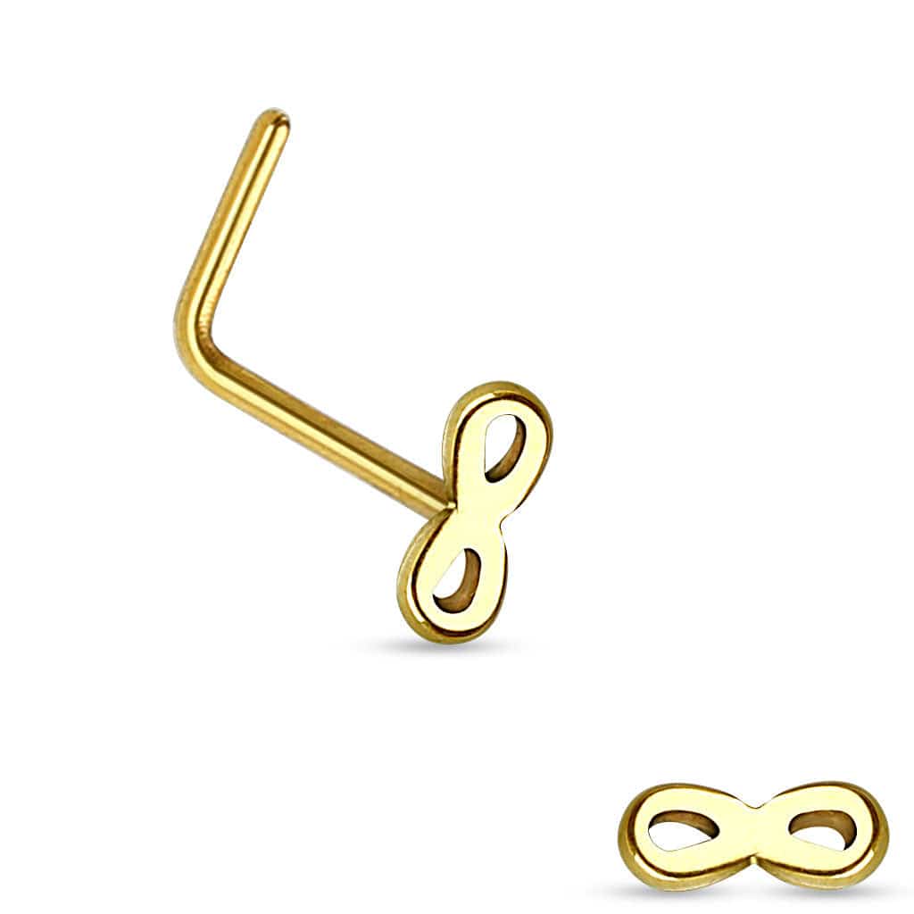 316L Surgical Steel Infinity Figure 8 L Shape Nose Ring Pin