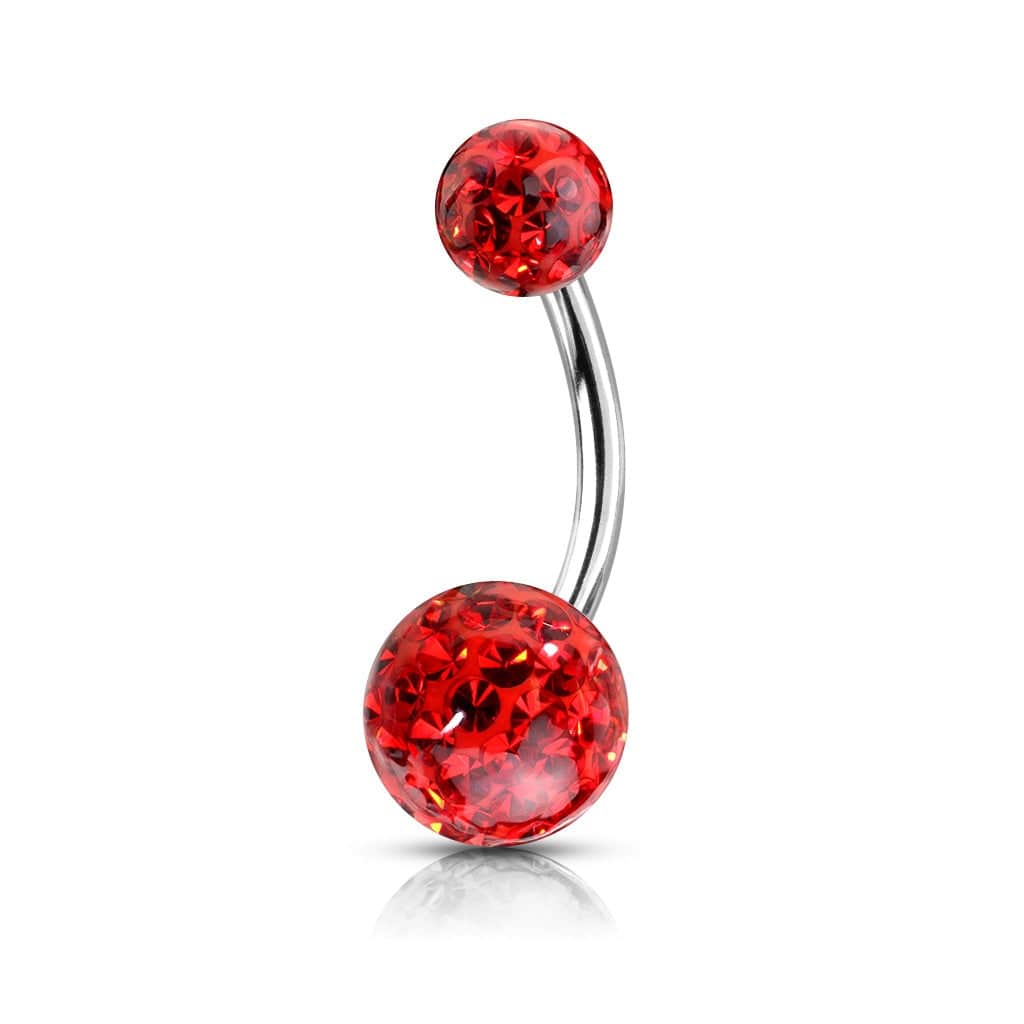 316L Surgical Steel Internally Threaded Shamballa Coated CZ Belly Ring