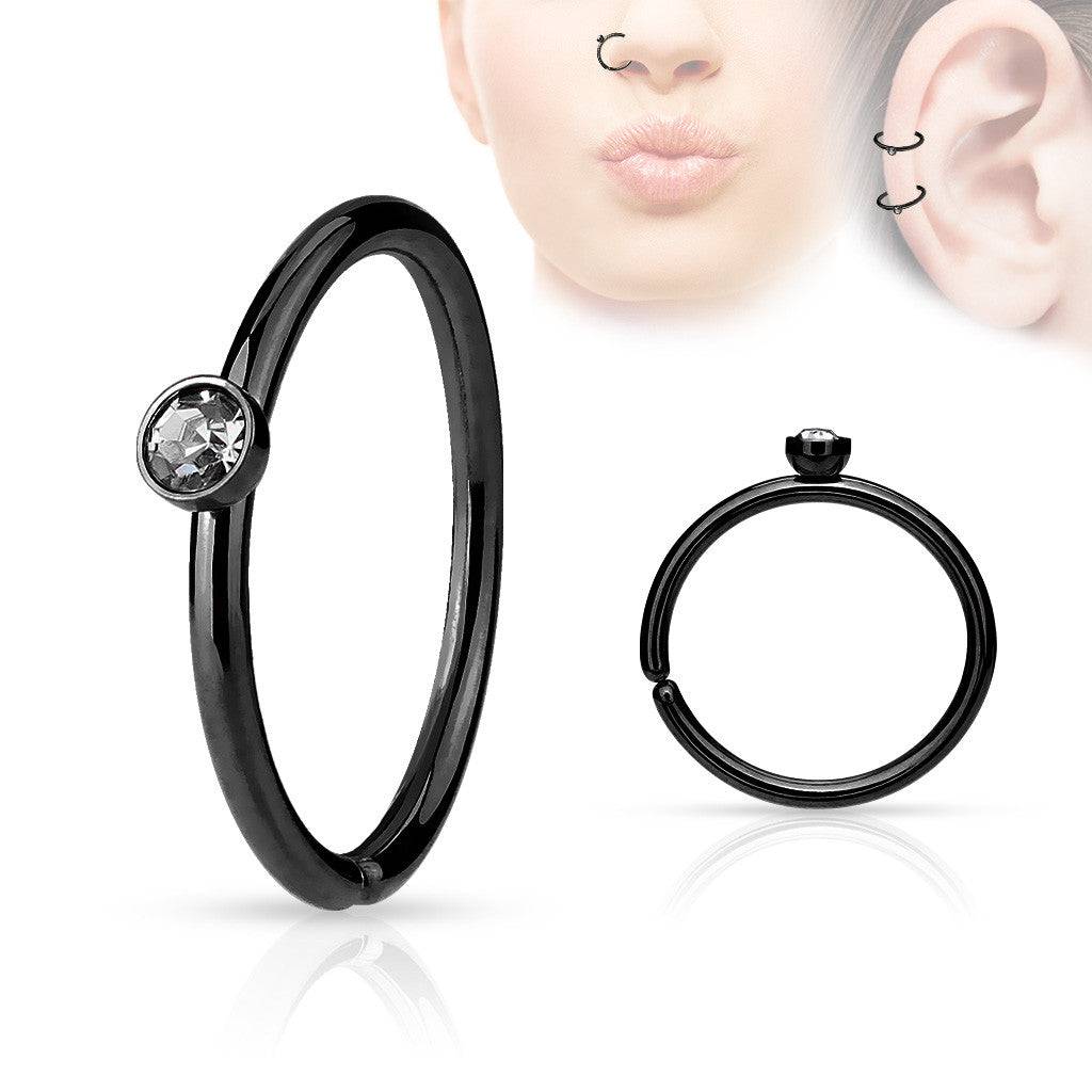 316L Surgical Steel PVD Plated with Tiny Gem Multi Use Nose Ring