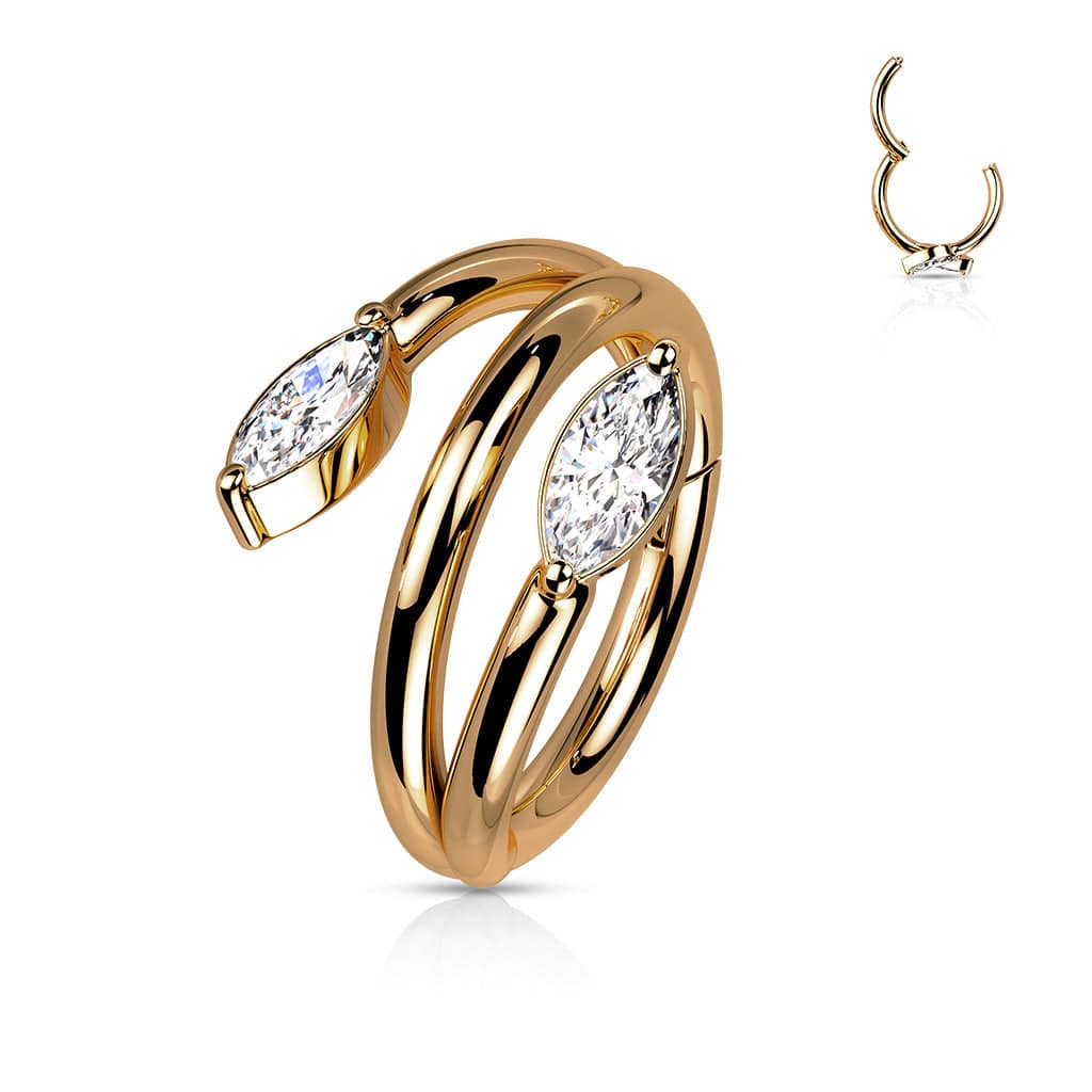 316L Surgical Steel Rose Gold PVD Spiral Vine Hinged Hoop Clicker