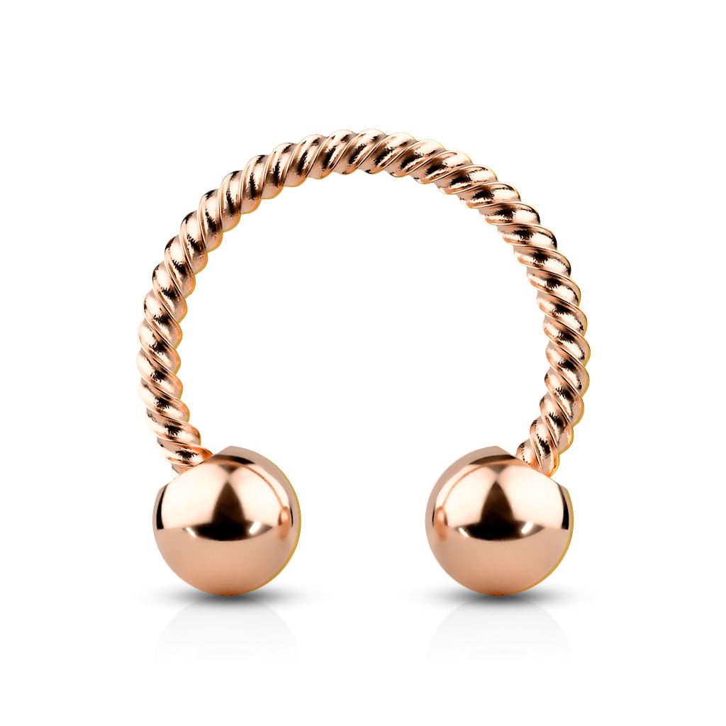 316L Surgical Steel Rose Gold PVD Twisted Rope Horseshoe