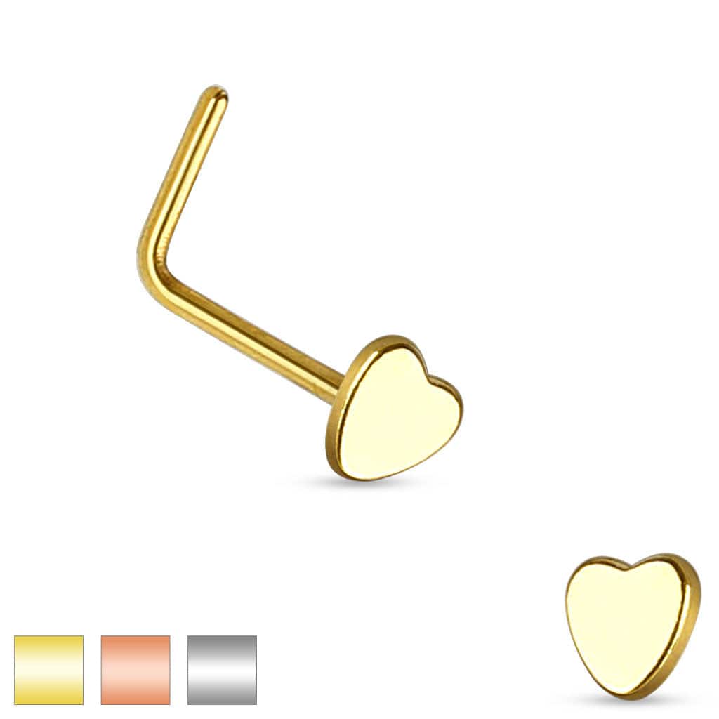 316L Surgical Steel Small Heart L Shape Nose Ring Pin