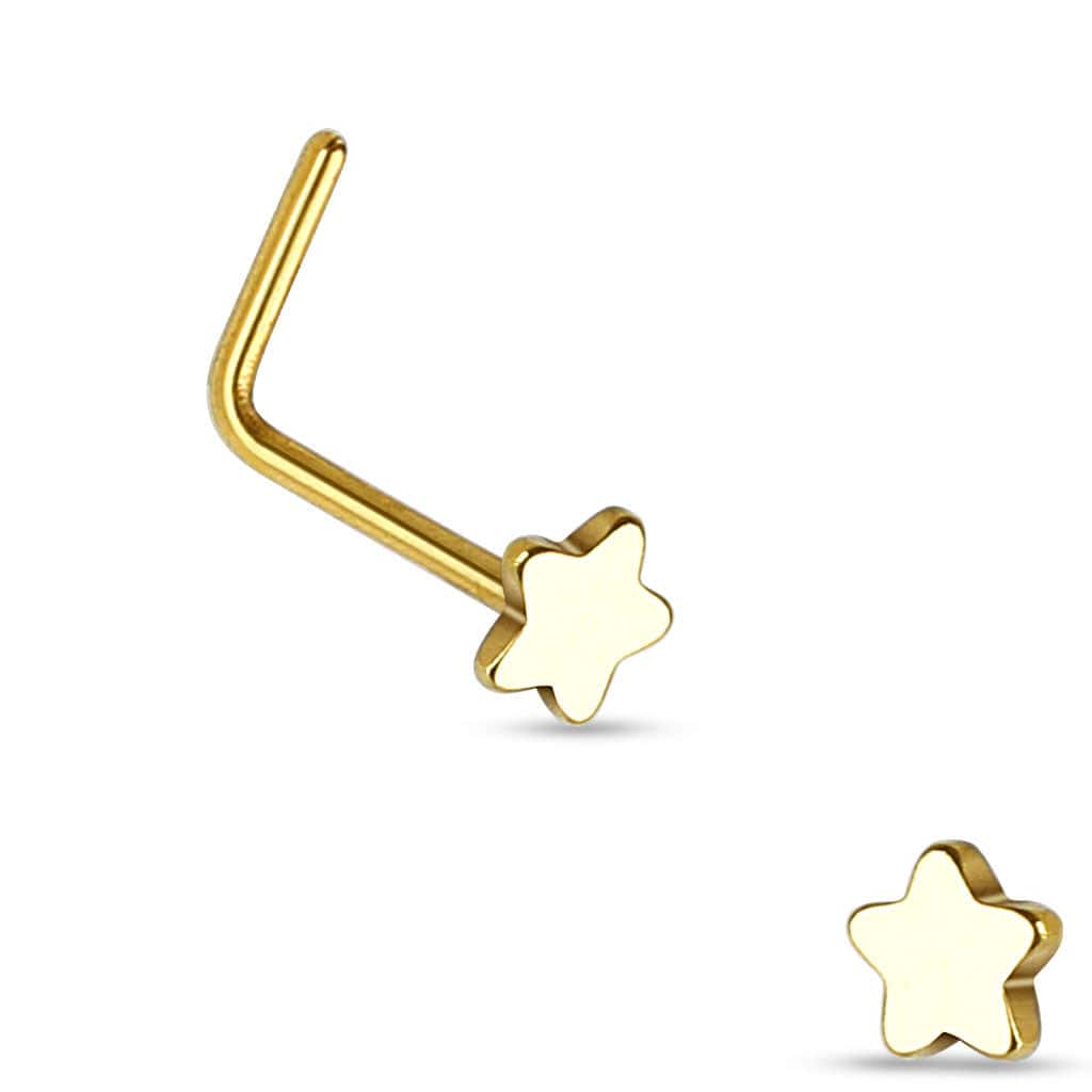 316L Surgical Steel Small Star L Shape Nose Ring Pin