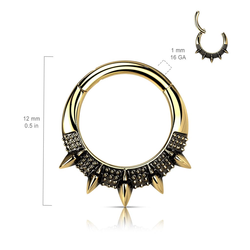 316L Surgical Steel Spike Design Septum Daith Clicker Hoop