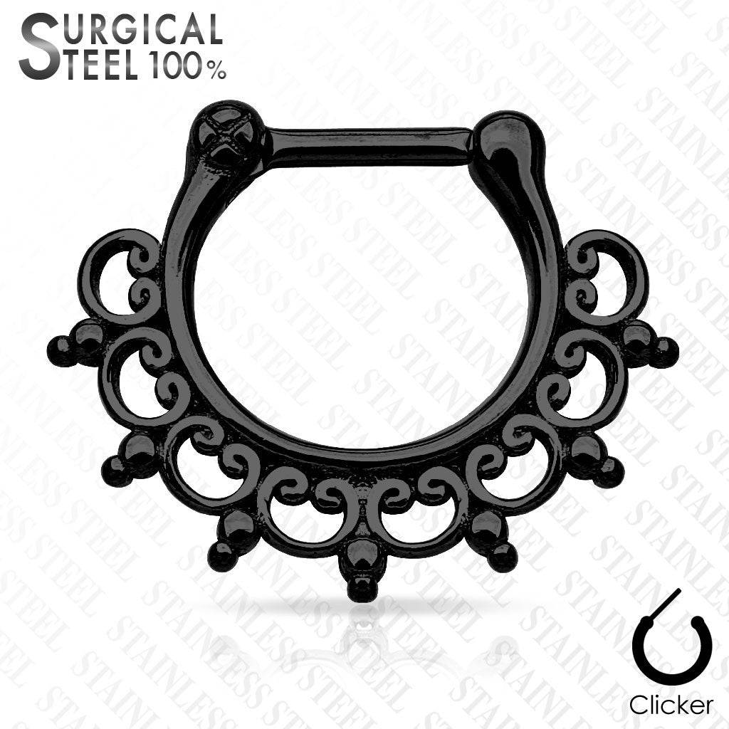 316L Surgical Steel Tribal Fan Lace Septum Ring Clicker