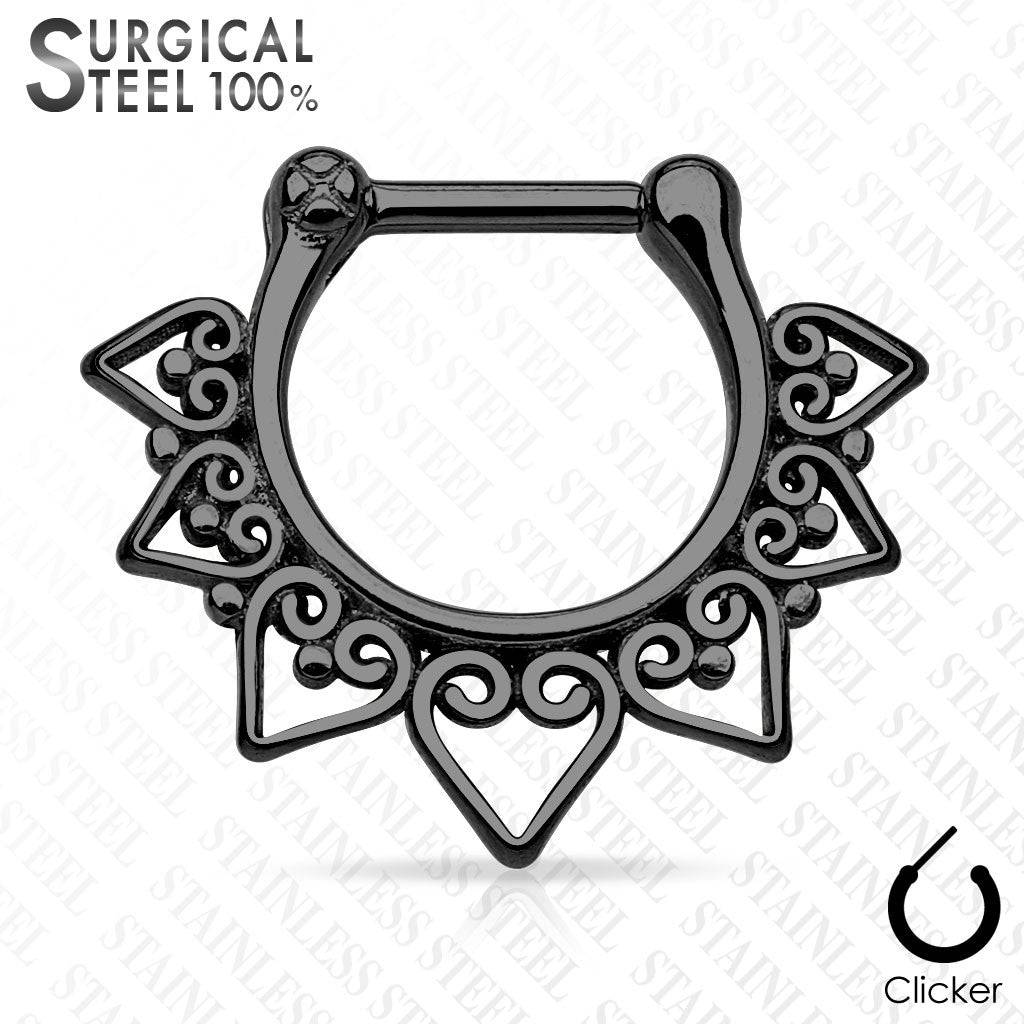 316L Surgical Steel Tribal Fan Spike Septum Ring Clicker