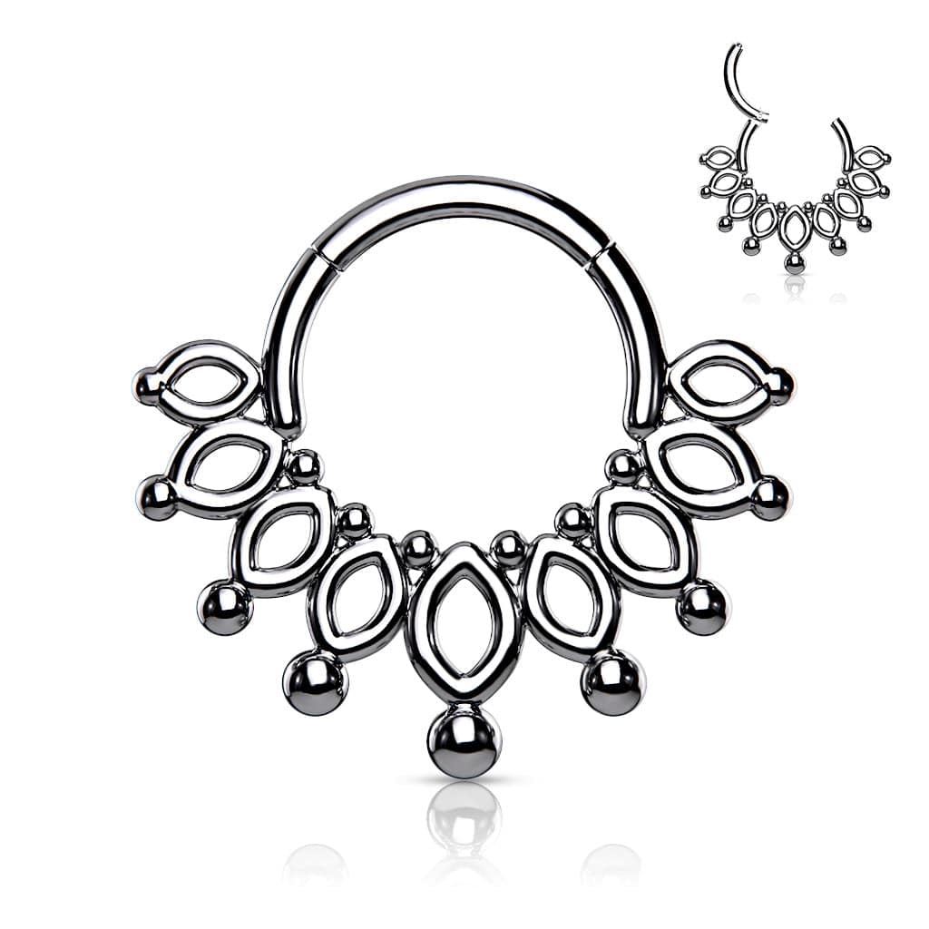 316L Surgical Steel Tribal Hinged Septum Ring Hoop Clicker