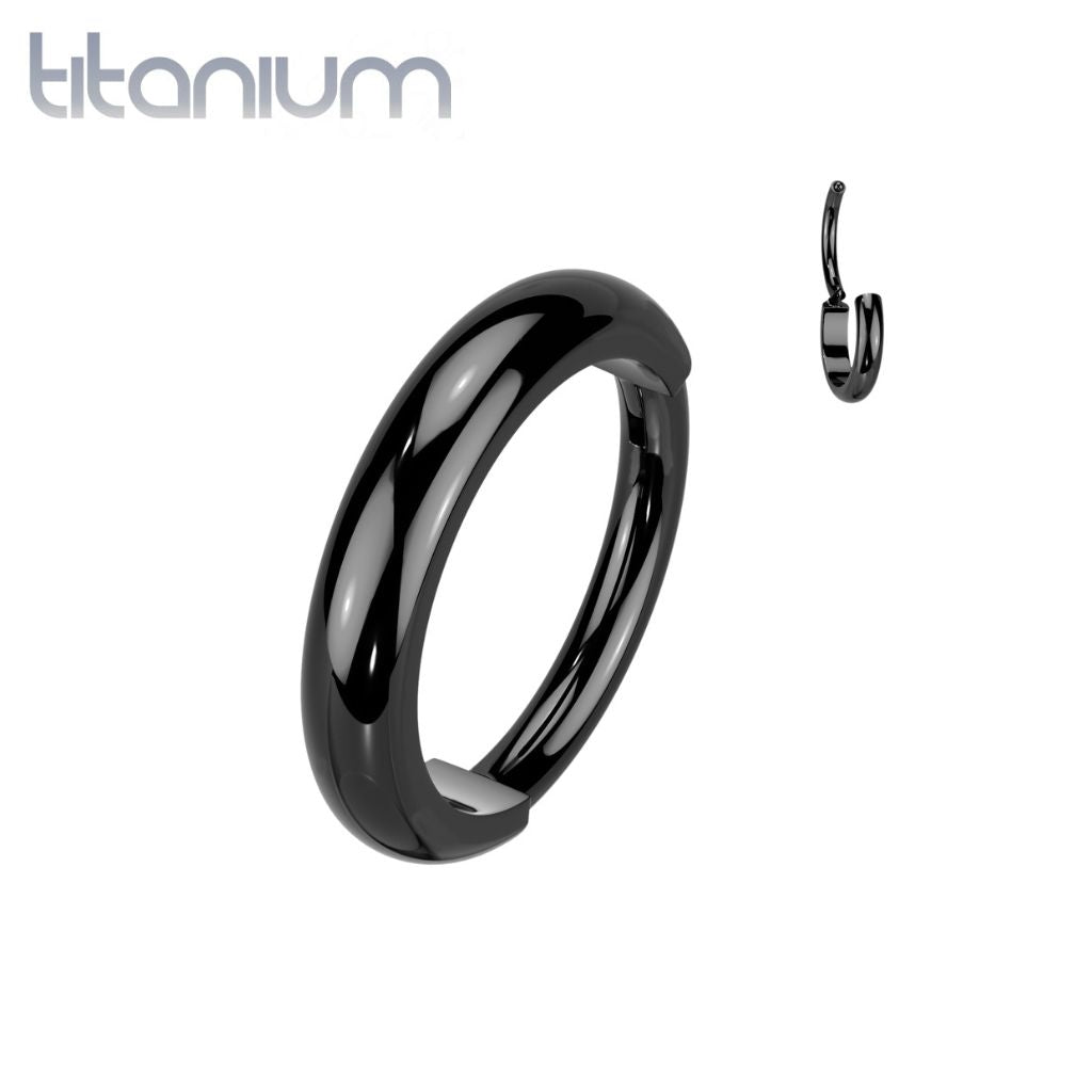 Implant Grade Titanium Black PVD Thick Hinged Helix Cartilage Clicker Hoop