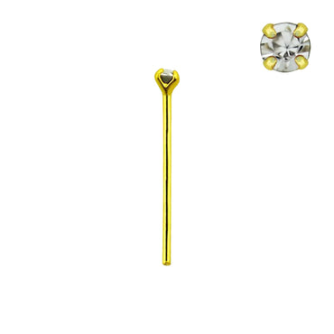 CZ Half Ball Top L Bend Nose Ring in 20G | AU CZ Half Ball Top L Bend Nose Ring in 20G | AU