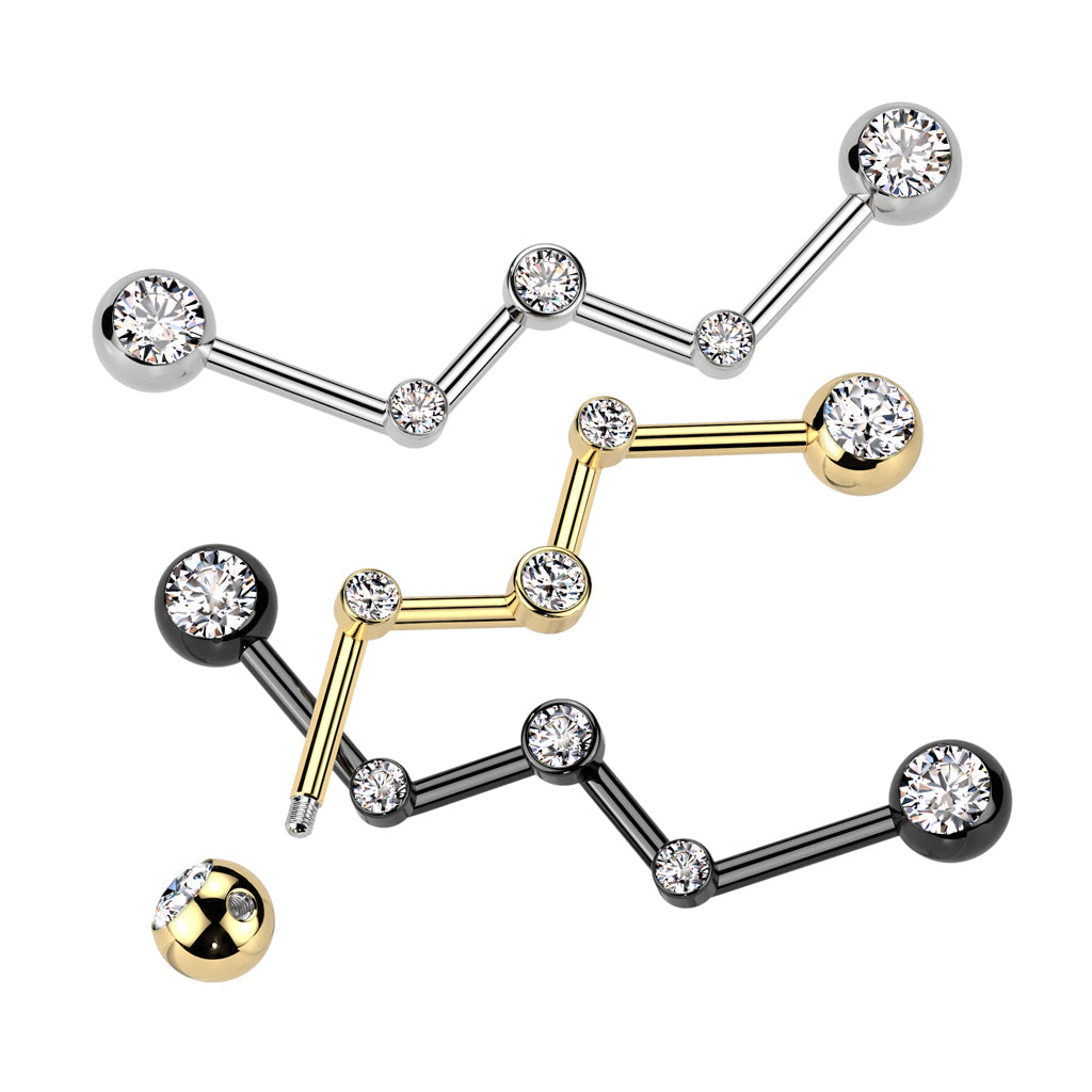 316L Surgical Steel White CZ Constellation Industrial Barbell