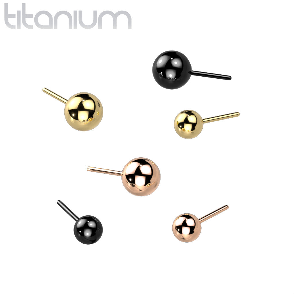 Implant Grade Titanium Rose Gold PVD Threadless Push In Ball Top Labret With Flat Back