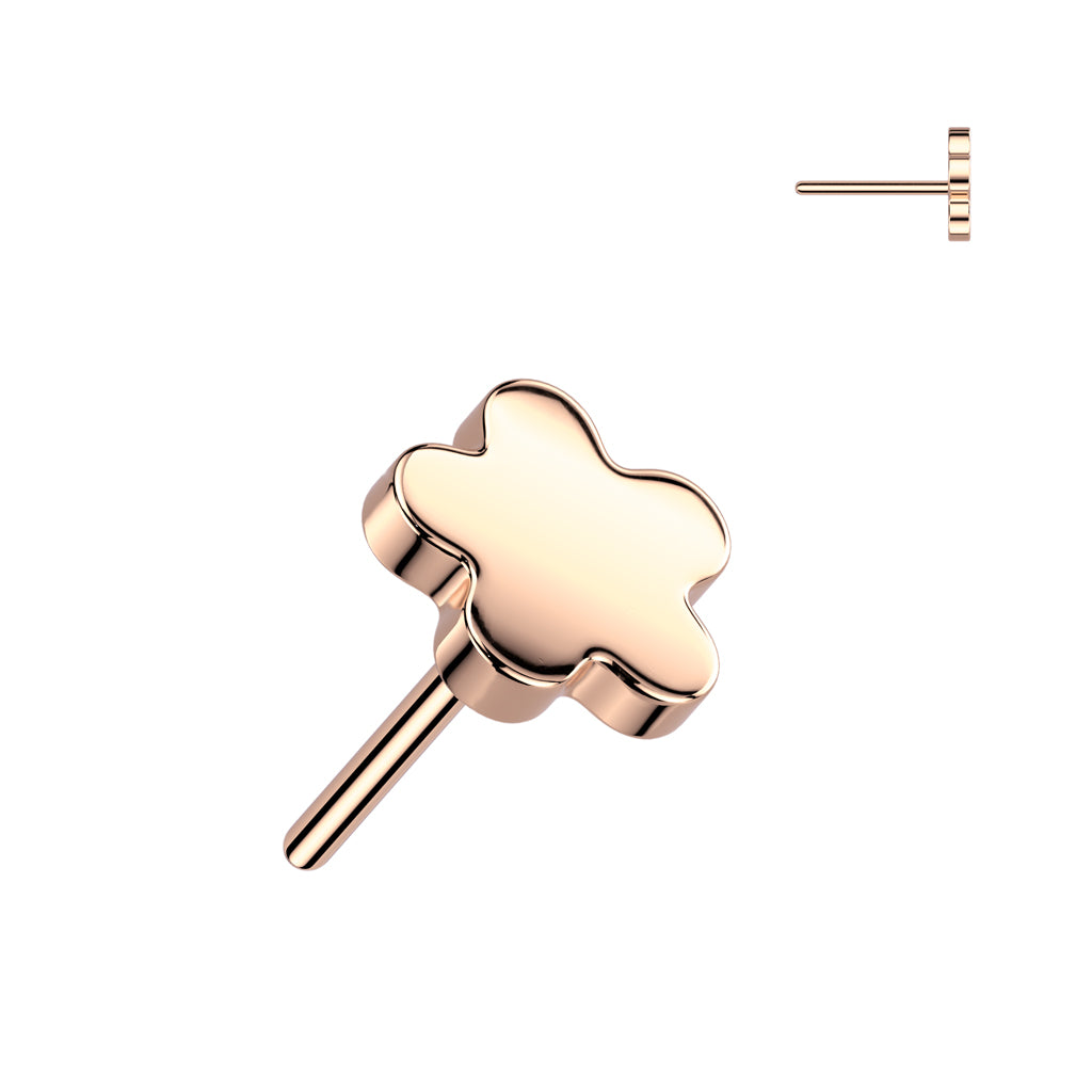 Implant Grade Titanium Rose Gold PVD Flower Push In Threadless Labret With Flat Back