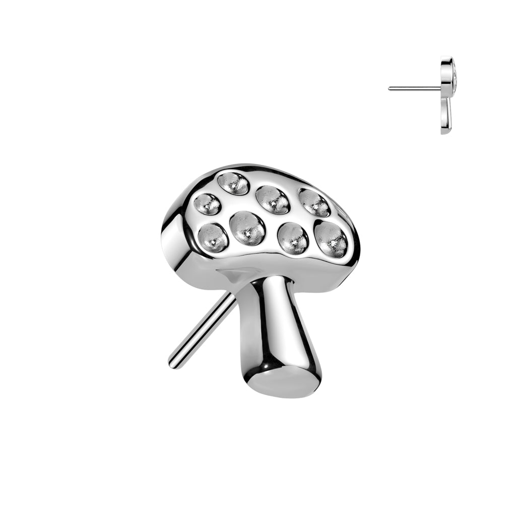 Implant Grade Titanium Mushroom Push In Threadless Labret With Flat Back