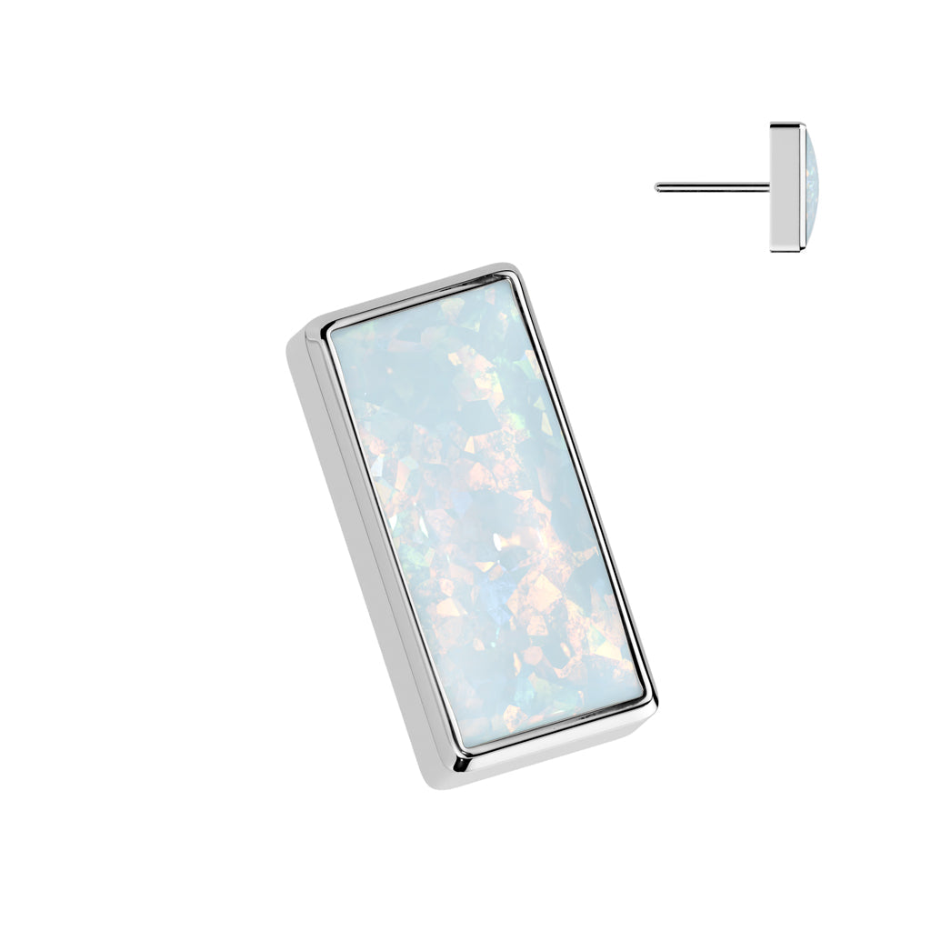 Implant Grade Titanium Opal Rectangle Threadless Push In Labret