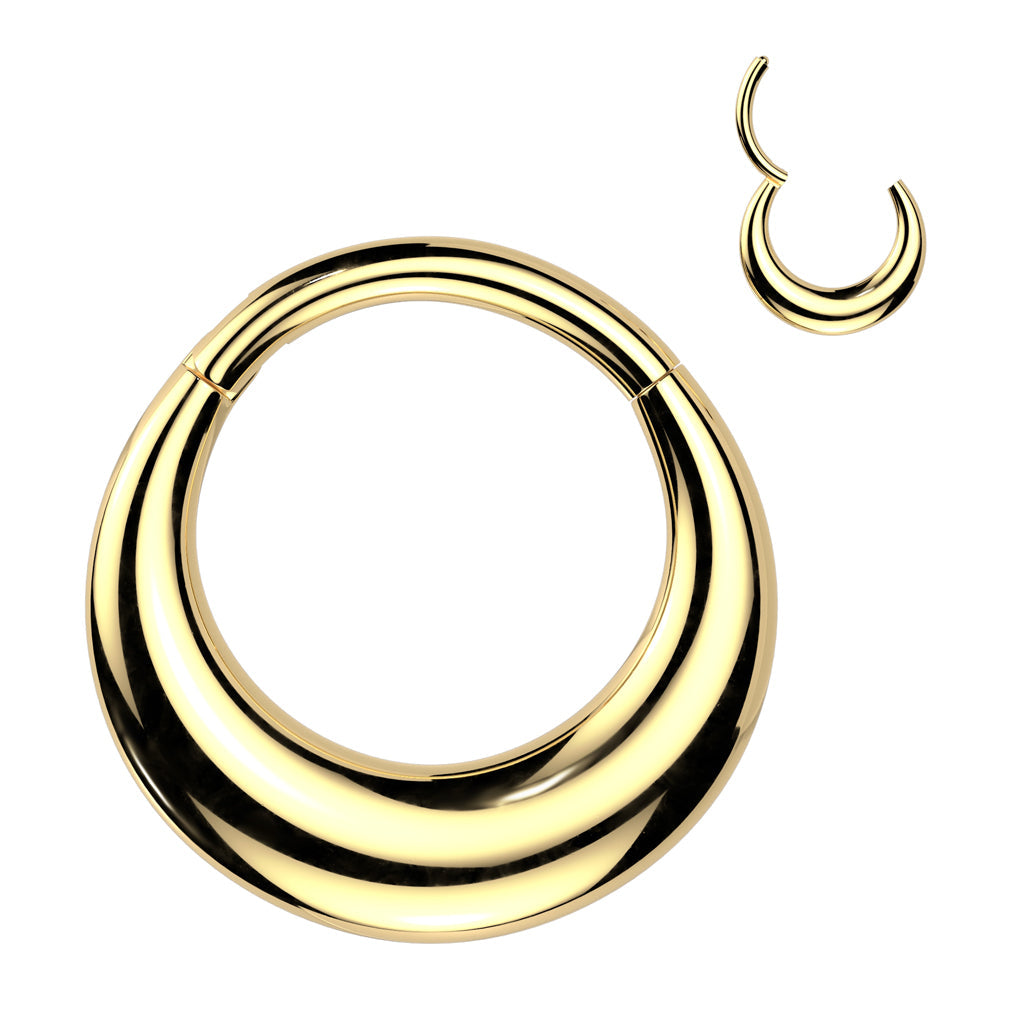 316L Surgical Steel Gold PVD Thick Moon Hinged Clicker Hoop