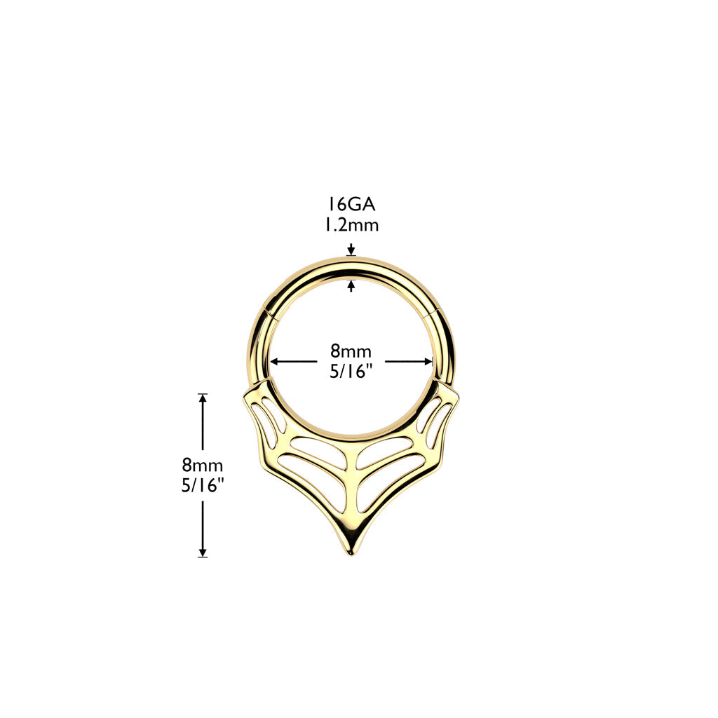 316L Surgical Steel V Shaped Spider Web Spooky Hinged Clicker Hoop