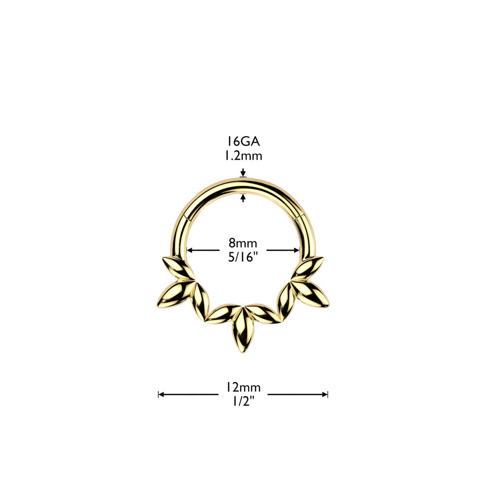 316L Surgical Steel Dainty Floral Petal Design Hinged Clicker Hoop