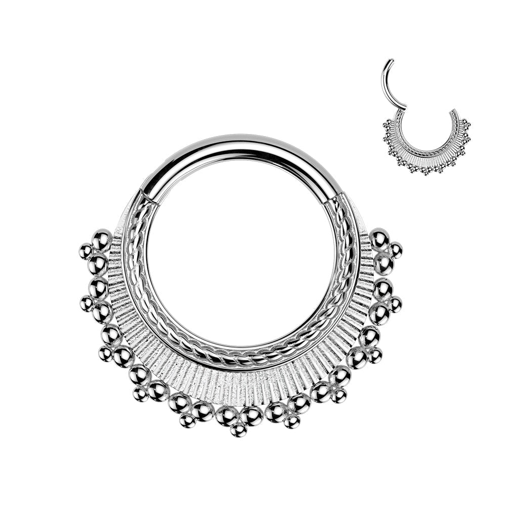 316L Surgical Steel Decorative Beaded Hinged Clicker Hoop